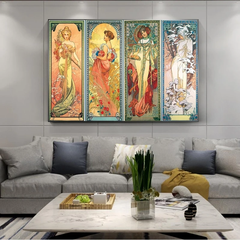 Full Square Diamond Painting Alphonse Maria Mucha Artwork Home Decor Cross Stitch 5d DIY Diamond Mosaic Embroidery Rhinestone