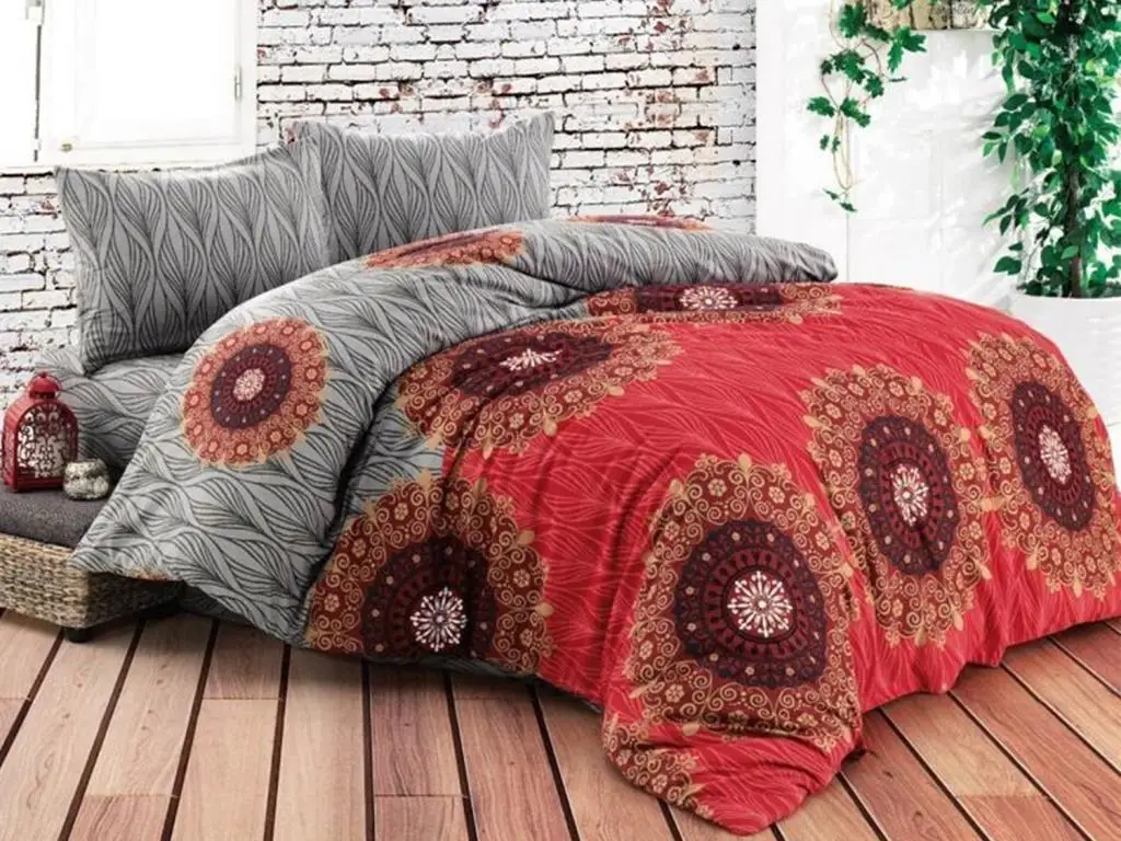 Land Of dowry Romance Couple Personality Duvet cover set Gray Red