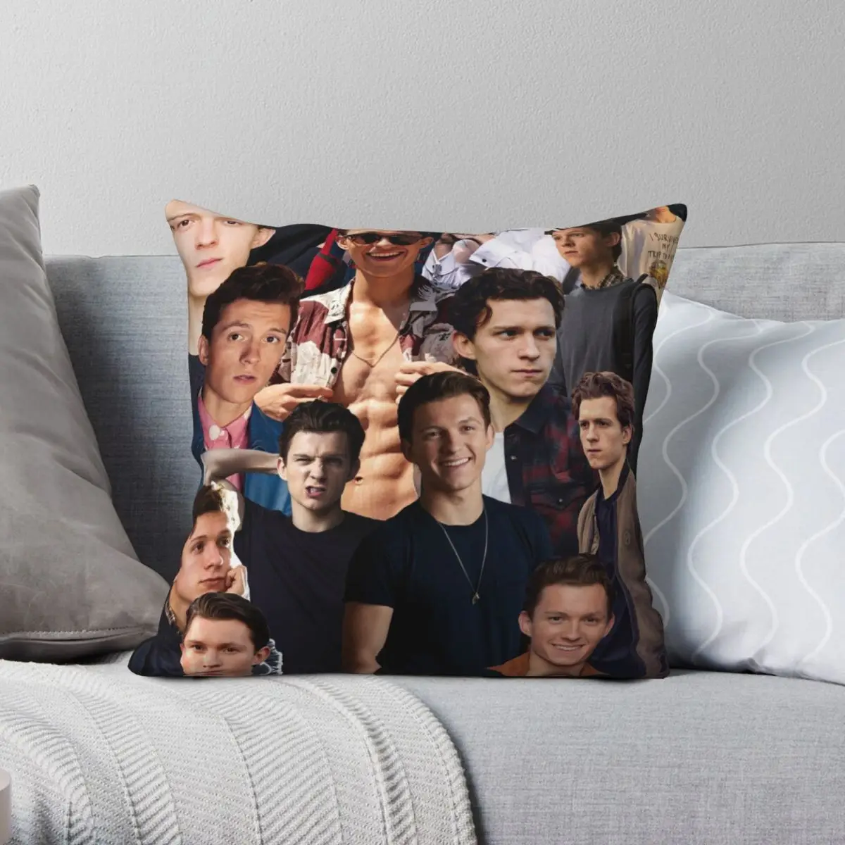 

Tom Holland Collage Square Pillowcase Polyester Linen Velvet Pattern Zip Decor Sofa Seater Cushion Case