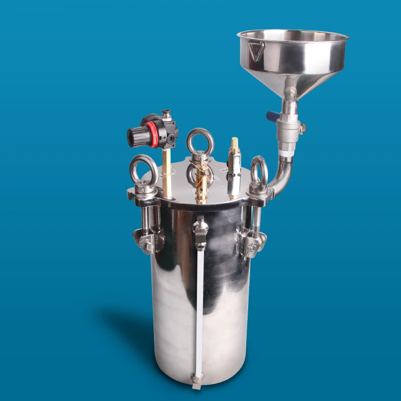 Barril de pressão de aço inoxidável 3L, com funil, com nível de líquido, tanque de pressão, barril de armazenamento de cola, pressão do dispensador