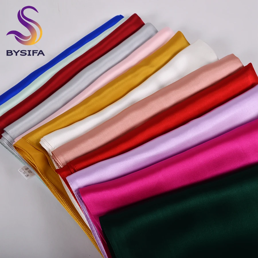 [BYSIFA] New Solid Color Silk Scarf Shawl Ladies Fashion Luxury 100% Pure Silk Long Scarves Summer Beach Shawl Cover-ups Brand