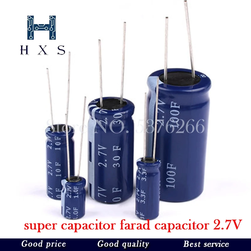 2PCS super capacitor farad capacitor 2.7V 2F 3.3F 4F 4.7F 5F 6F 7F 8F 10F 15F 20F 25F 30F 60F