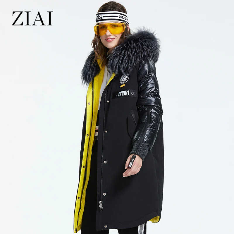 ZIAI 2022 Winter women down jacket Long Coats female fashion top quality zipper Natural fur collar ZR-3022