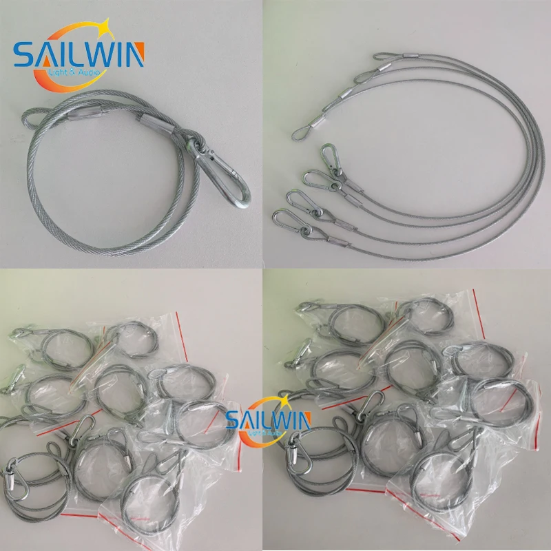 China Air Post Hight quality 3MM*70CM Stage Light Safety Cable,Load 25KG Light Safety Ropes For Stage Light,Moving Head Light