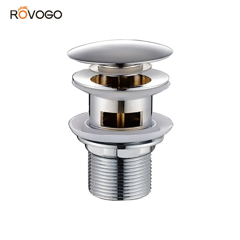 ROVOGO Pop Up Drain Stoper with Overflow, Bathroom Vanity Sink Drain Lavatory Basin Drain Chrome Finished