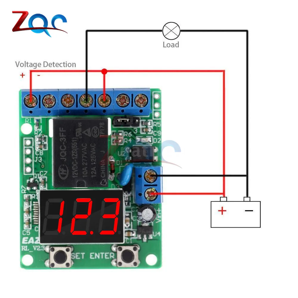 DC 12V / 24V LED Digital Relay Switch Control Board Relay Module Voltage Protection Detection Charging Discharge Monitor