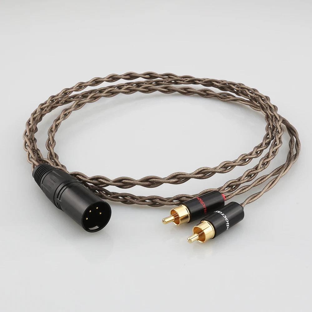 

HIFI 4pin XLR Balanced Male to 2 RCA Male Cable Siver Plated XLR to Double RCA Male Audio Aux Cable