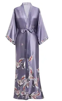 Vêtements de nuit en Satin pour femmes, Robe de mariée en soie, chemise de nuit décontractée, longue, en rayonne, Animal, Kimono