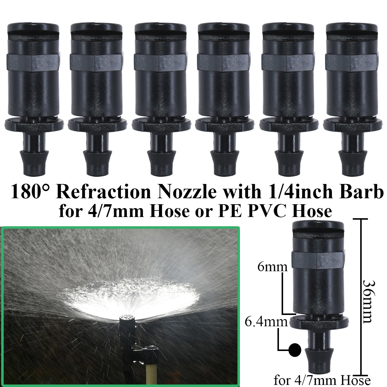 KESLA 200PCS 180 Degree Refraction nozzle w/ Thread Barb Drip Irrigation system Automatic Watering Sprinklers Garden accessories