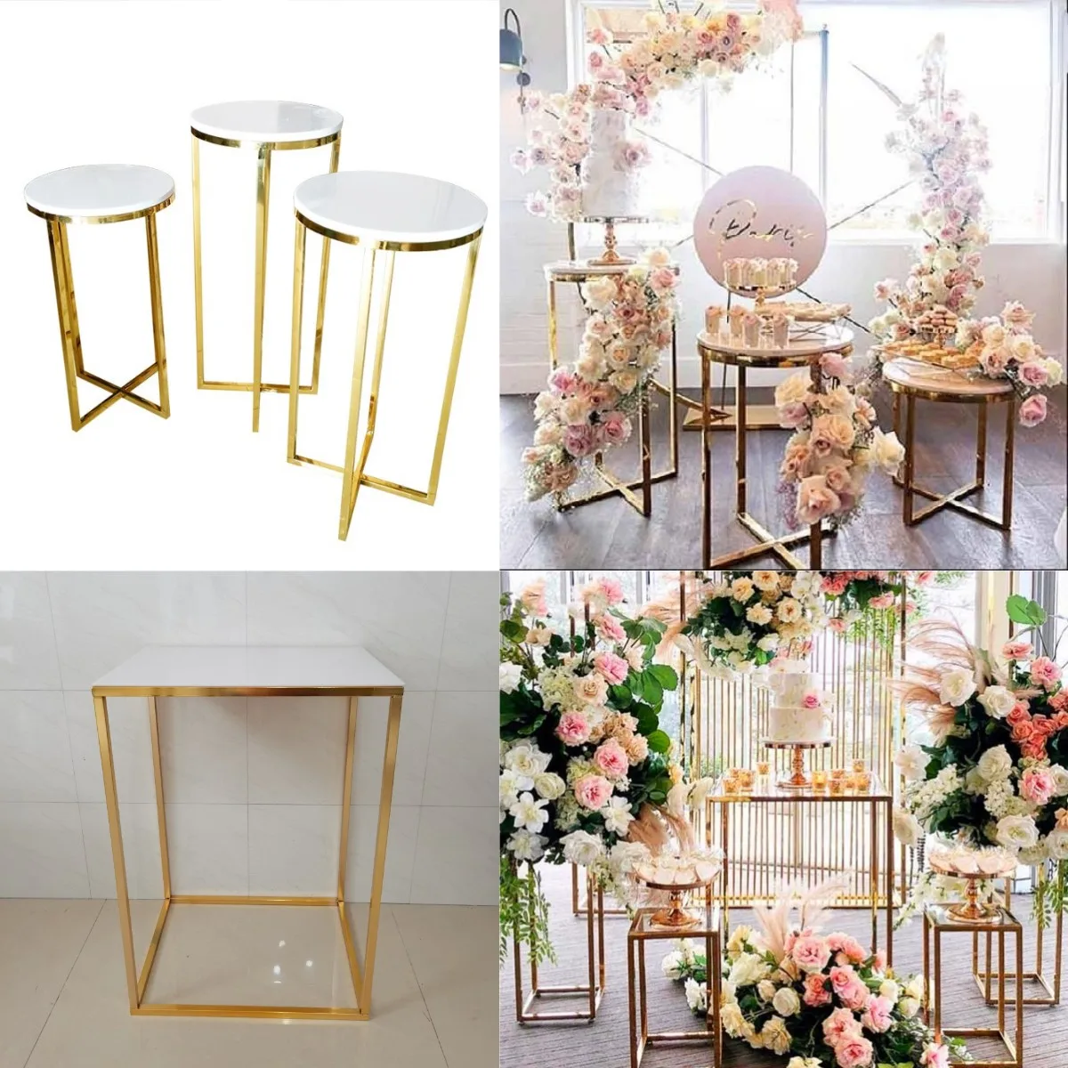 Luxury Fashion Wedding Plinth Flower Table Birthday Party Cake Stand Dessert Rack Holder Column Stage Backdrops Scene Decoration