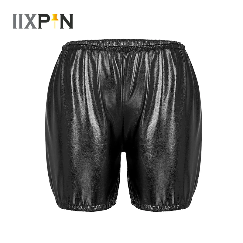 

Kids Hip Hop Clothing Boys Girls Shiny Metallic Bronzing Cloth Solid Color Shorts For Ballet Jazz Dancing Performance Party