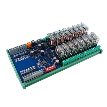Huaqingjun Módulo de relé IO de comunicación RS485 de 16 canales DC12V/24V Modbus RTU para sistema de alarma