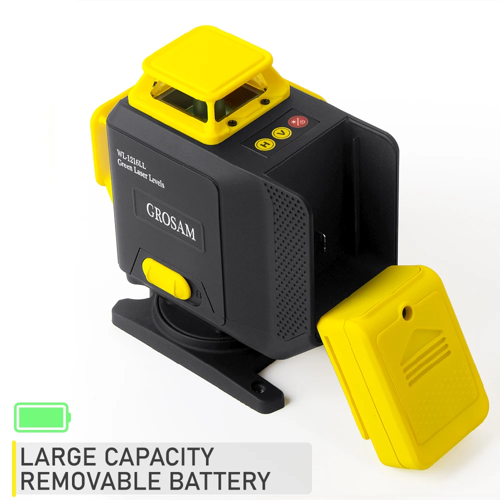 GROSAM-Nivel láser, herramienta de nivelación de 3/4D, nivelado automático, Base giratoria de 360 grados, cruce Horizontal y Vertical, nivel láser verde de gran potencia