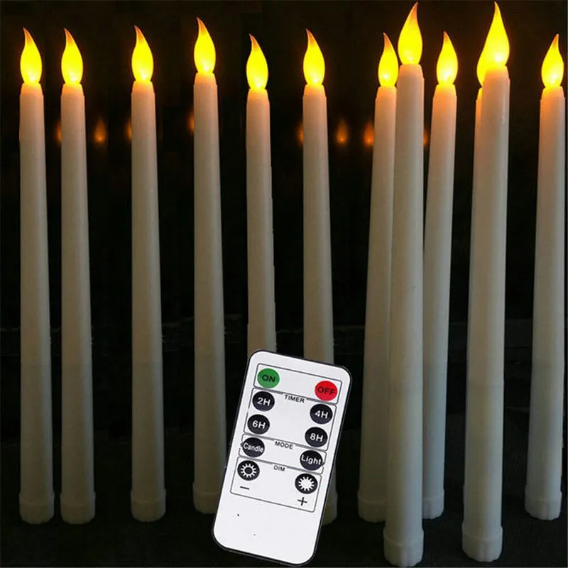 

30pcs Remote controlled battery operated flameless Led taper candle lamp candlestick Xmas wedding table Church Bar Decor-28cm(H)