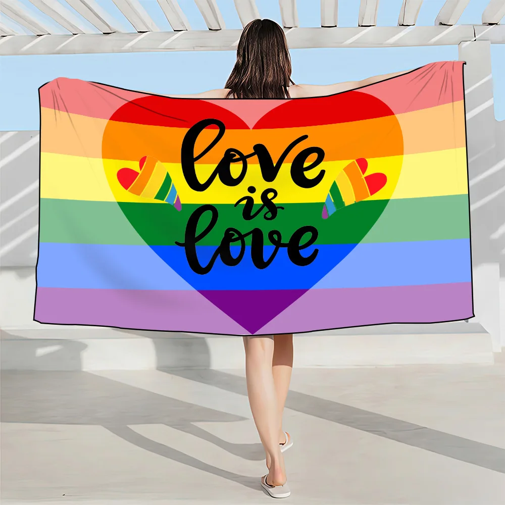 Love Rainbow Banner Flag 3D Printed Kids Bath Towel Baby Swimming Beach Towel Soft Absorbent Washcloth 75x150cm Boys Girls Gift