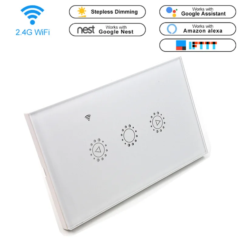 US Standard Black WIFI Smart Remote Touch Dimmer Switch Alexa Google Tmall Smart  Dimmer Switch With APP