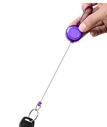 Carrete de insignia multifuncional, llavero retráctil de retroceso, Soporte para tarjeta de identificación, Cordón de Acero, 6 colores dulces