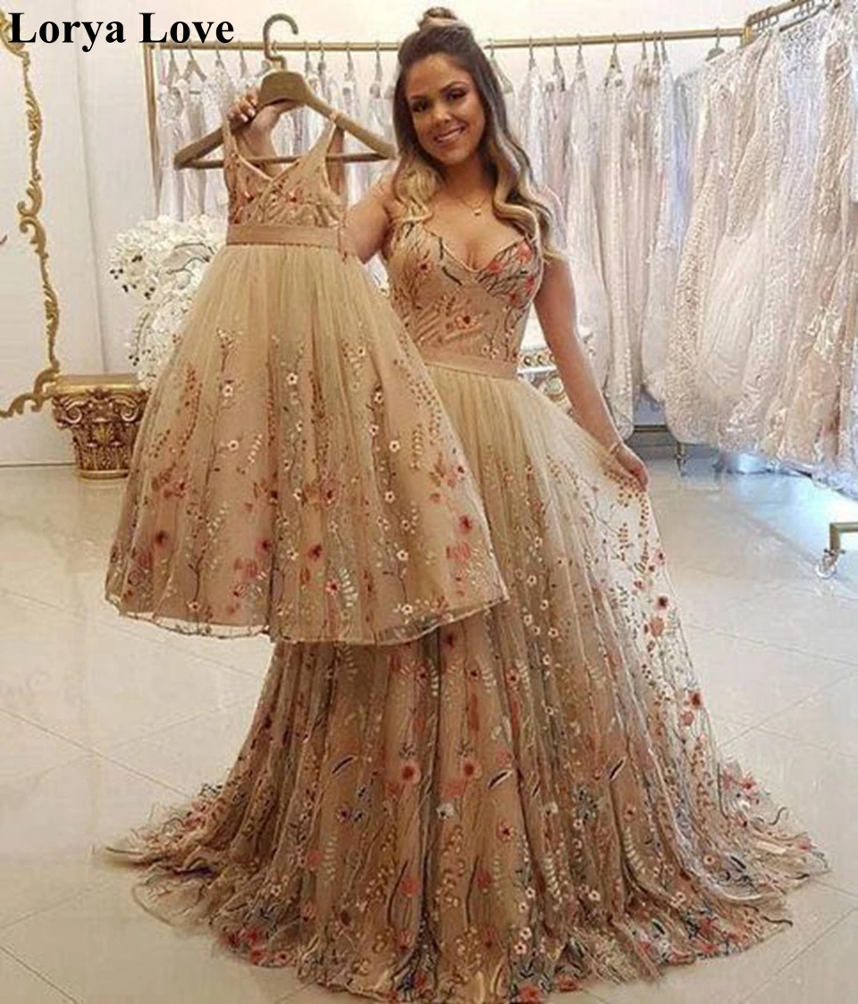 Vestidos de Noche champán para madre e hija, traje de graduación con tirantes finos para boda, fiesta Formal, noche, Largos, 2022