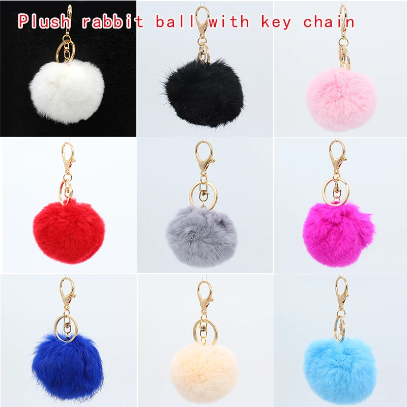 

1pcs/pack 8cm Pompom Pendant Rainbow Colors Fur Craft DIY Soft Pom Poms For Earrings Key buckle Car Decoration Accessories