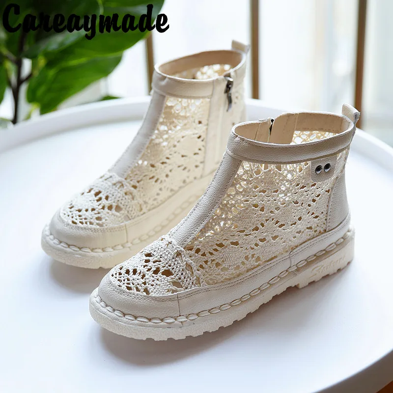 

Careaymade-Artistic net boots comfortable soft bottomed round Sandals New Summer fairy shoes original sandals student shoes