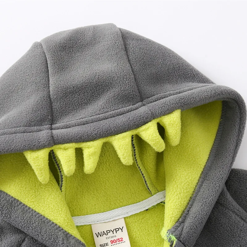 Children Thicking Outwear Boys Polar Fleece Hooded Zipper Sweatershirt Boys Coat Kids Cartoon Outwear Baby Outfits