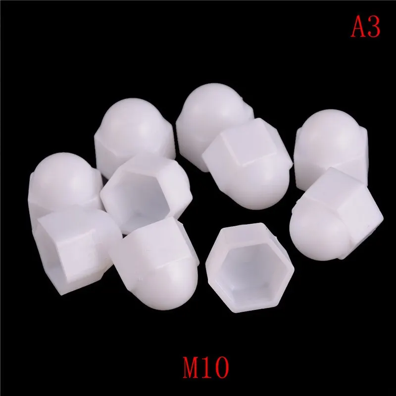 10x M6 M8 M10 M12 White Dome Bolt Nut Protection Caps Cover Hex Hexagon