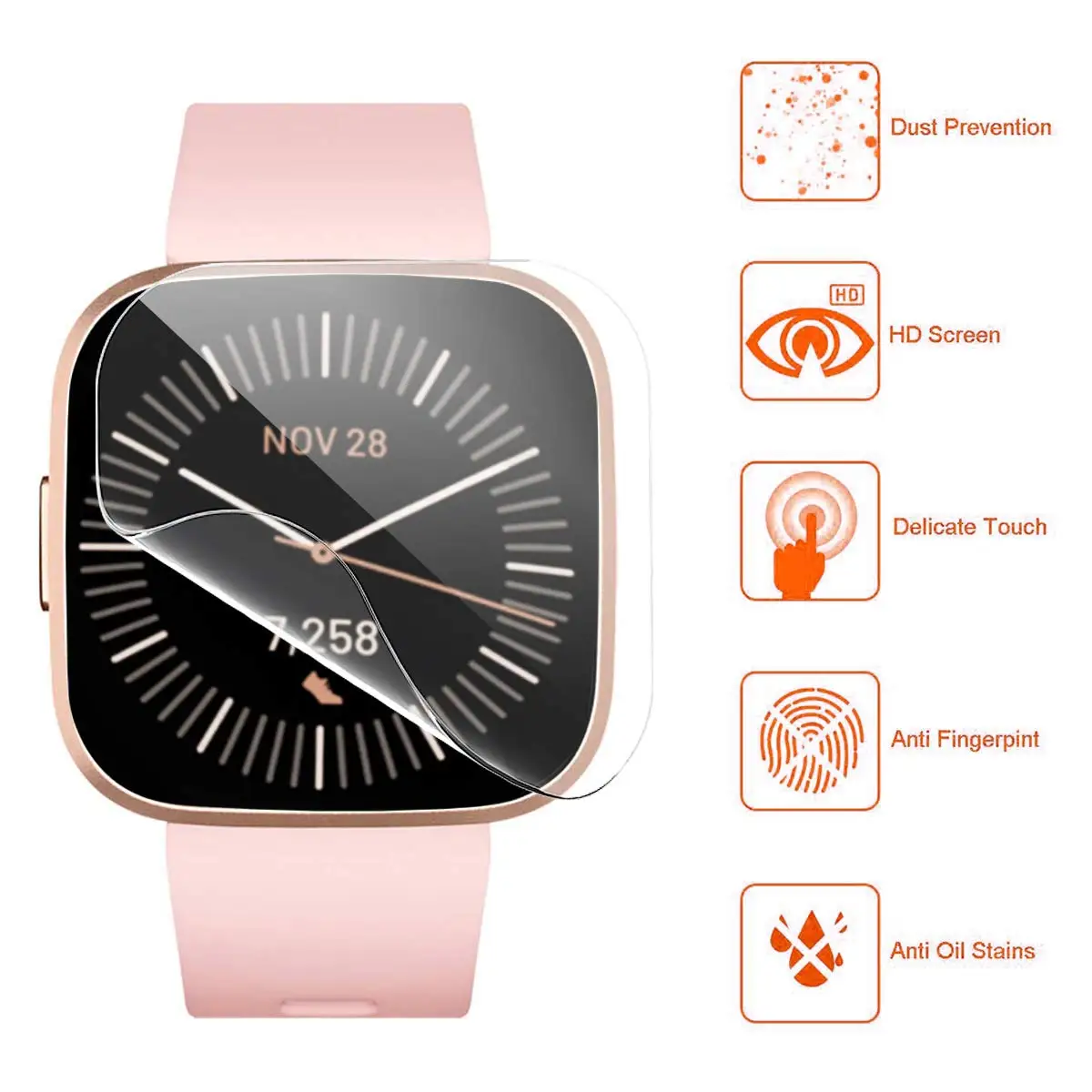 Hidrogel macio para fitbit, protetor de tela tpu para versa 2, cobertura máxima anti-bolha, filme tpu flexível para versa 2