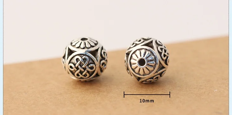 Handmade 100% 925 silver Tibetan beads 925 sterling Tibetan Endless KNot Beads Good Luck Loose Beads Jewelry Findings