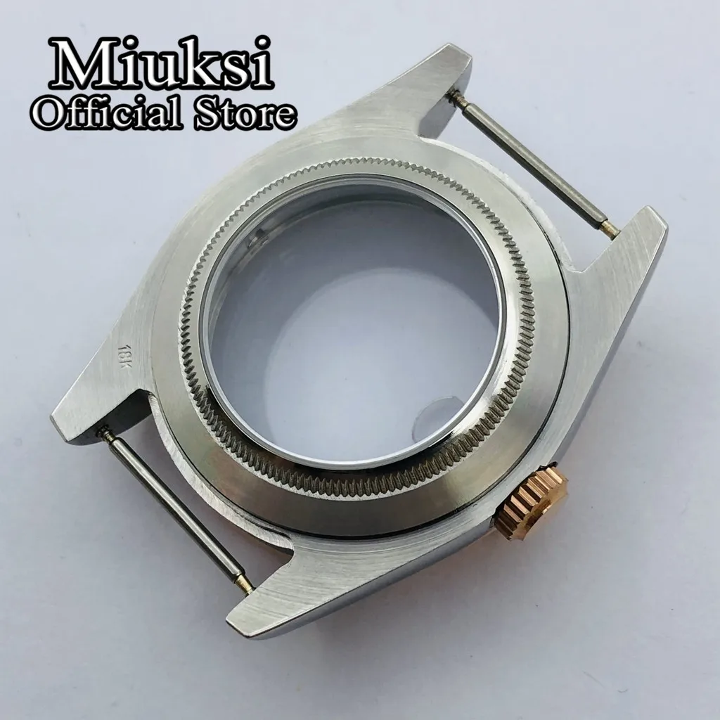 Miuksi 36mm/40mm silver rose gold watch case sapphire glass fit NH35 NH36 ETA2824 2836 Miyota 8205 8215 DG2813 3804 movement