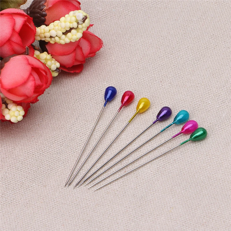 H55A Extra Long Pearl Head Dressmaking Pins Wedding Corsage Florists Sewing DIY Tool