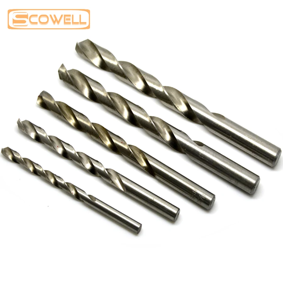 SCOWELL 13 Uds HCO M35 cobalto 5% vástago redondo brocas helicoidales Kit 1,5mm a 6,5mm punta dividida broca de perforación de acero inoxidable