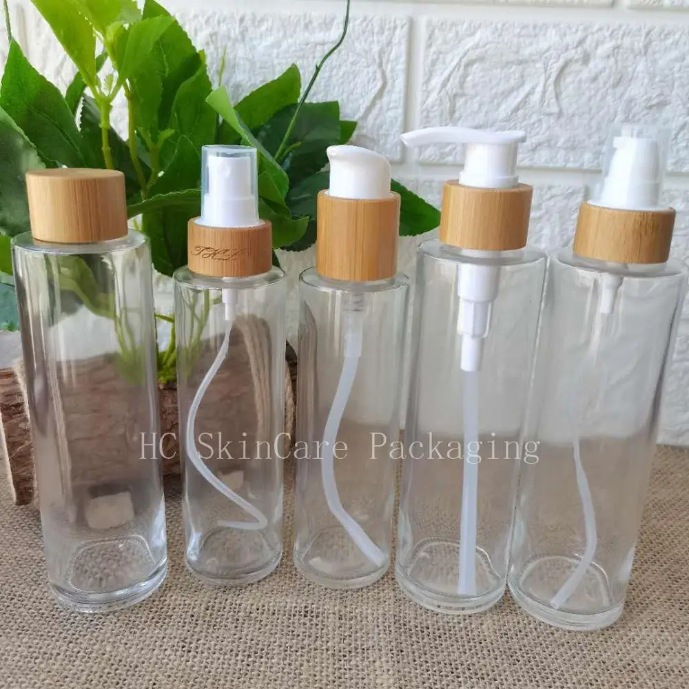 

100ml 120ml 150ml Empty Cosmetic Clear Glass Bottle for Skin Care Lotion Toner Hand Cream Shampoo Spray Perfume Bottle Packaging