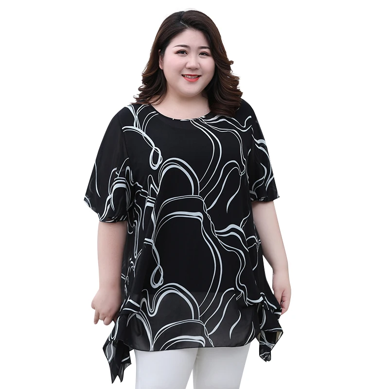 Plus Size Tops Women's Tunic Oversize Clothing Fashion Chiffon Blouses Streetwear Casual Shirt Free Shipping Summer Style New