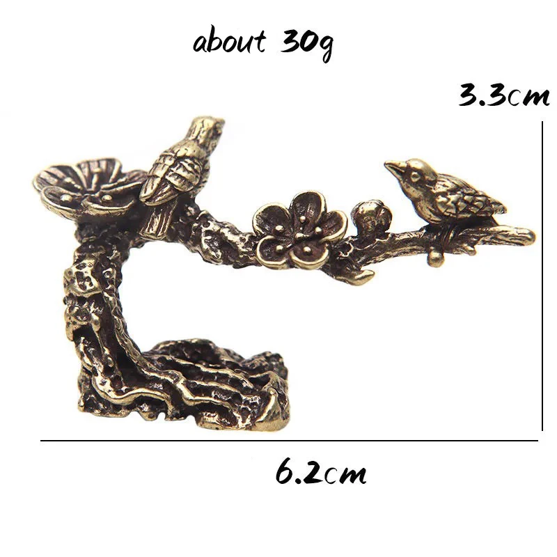 Pure Copper Plum Tree Happy Magpie Bird Miniature Ornaments Antique Brass Cuckoo Figurine Tea Table Decorations Desk Decor Craft
