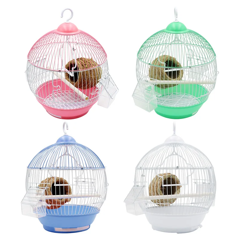 Round Bird Cage With Feeder Full Set Plastic Bird House Cage Bird Carrier For Small Birds All-Round Ventilation Can Be Detached