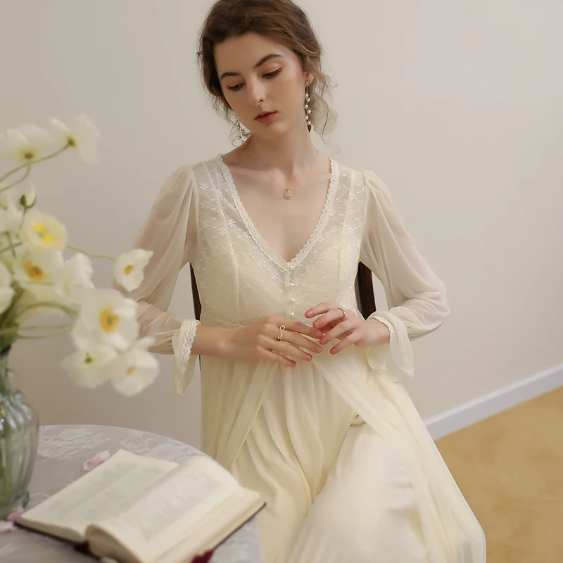 

Robe Lace Nightgown Romantic Princess Women Nightdress Dressing Gown Bridesmaid Nightgown