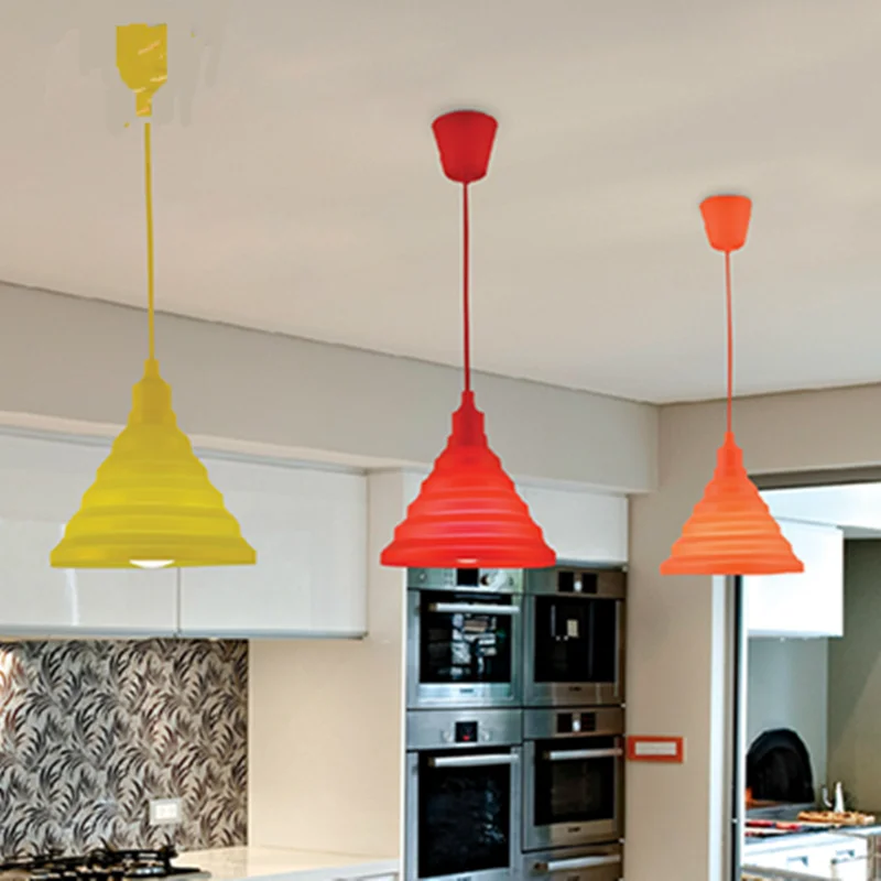 Modern Pendant Lights Fashion Wire Chandelier Simple Ceiling Lights Colorful Silicone Lamps DIY Design Stretchable Lampshade E27