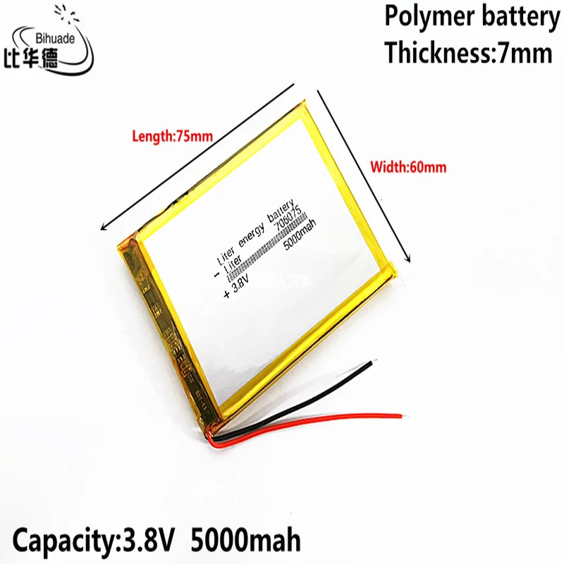 3.8V,5000mAH 706075 litrowy akumulator polimerowy akumulator litowo-jonowy/litowo-jonowy do tabletu BANK,GPS,mp3,mp4