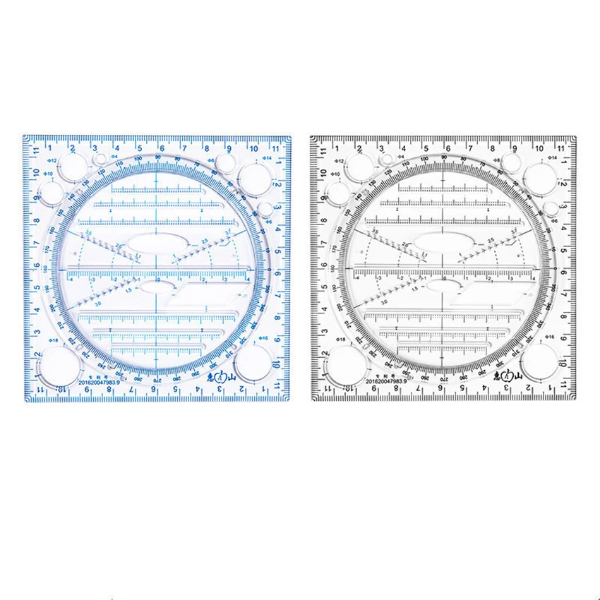 Multifunction Rotatable Drawing Template Art Design Construction Architect Stereo Geometry Circle Drafting Measuring Scale Ruler