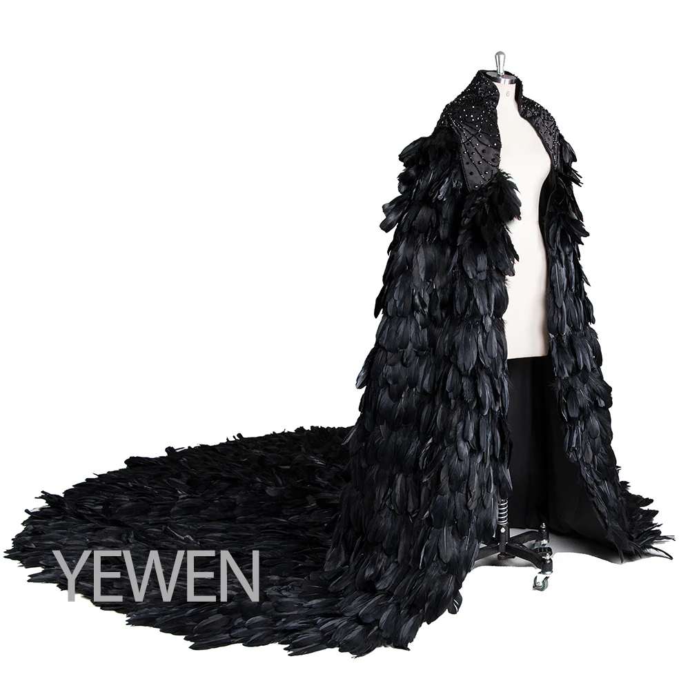 Black Feather Photo Shoot Robe Fancy Photography Cape Angel Cloak Gown for Photoshoot Boudoir Robe Pregnancy Shooting Dress