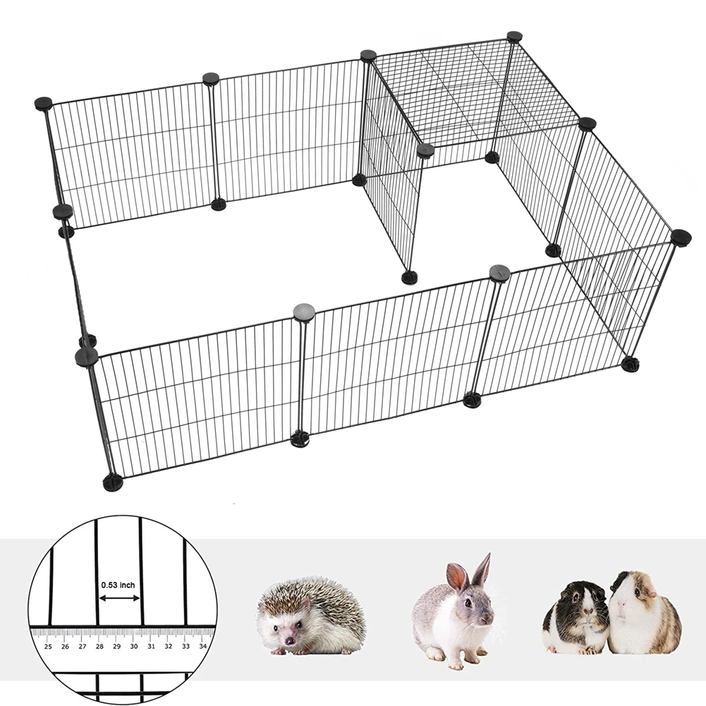 12PCS Pet Playpen Crate Iron Fence Puppy Kennel House Exercise Training Puppy Kitten Space Dog Rabbits Small Animals Cage