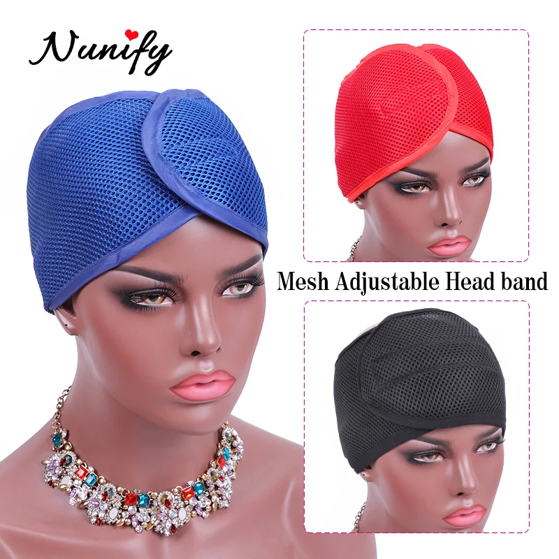 Nunify New Fashion Non Slip Adjustable Lace Wig Headband Foam Mesh Wrap Wig Band Soft Polyester Mesh Belt Bonnets