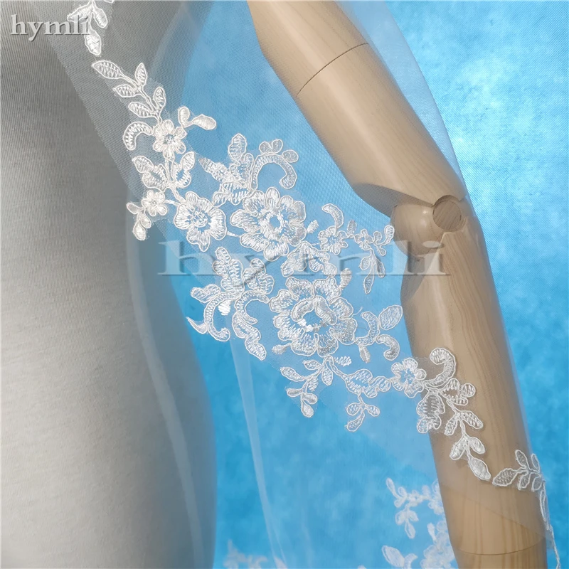 New Fingertip Length 1 Layer Soft Lace Bridal Veil Wedding Accessories White Ivory Wedding Veil Metal Comb