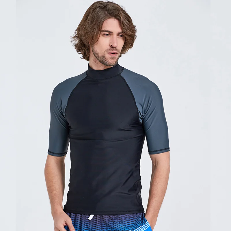 SBART-Top da surf Rash Guards per uomo, manica corta in Lycra, UPF50+, abbigliamento da surf ad asciugatura rapida, kitesurf da nuoto per uomo,