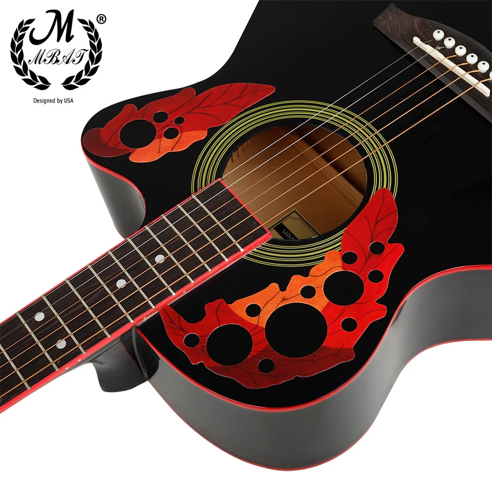 

M MBAT 41 Inch Acoustic Guitar Pickguard Red PVC Grape Leaf Pick Guard Sticker Scratch Plate Folk Guitar Accessories & Parts