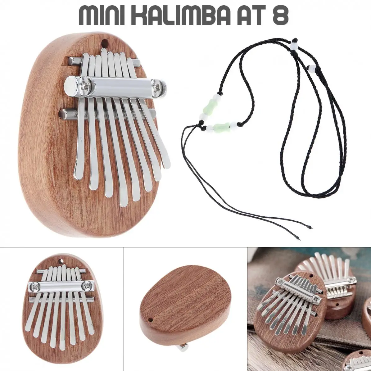 

Mini 8 Key Kalimba Water Drop Shape Mahogany Thumb Piano Mbira Decoration Instrument Africa Finger Piano