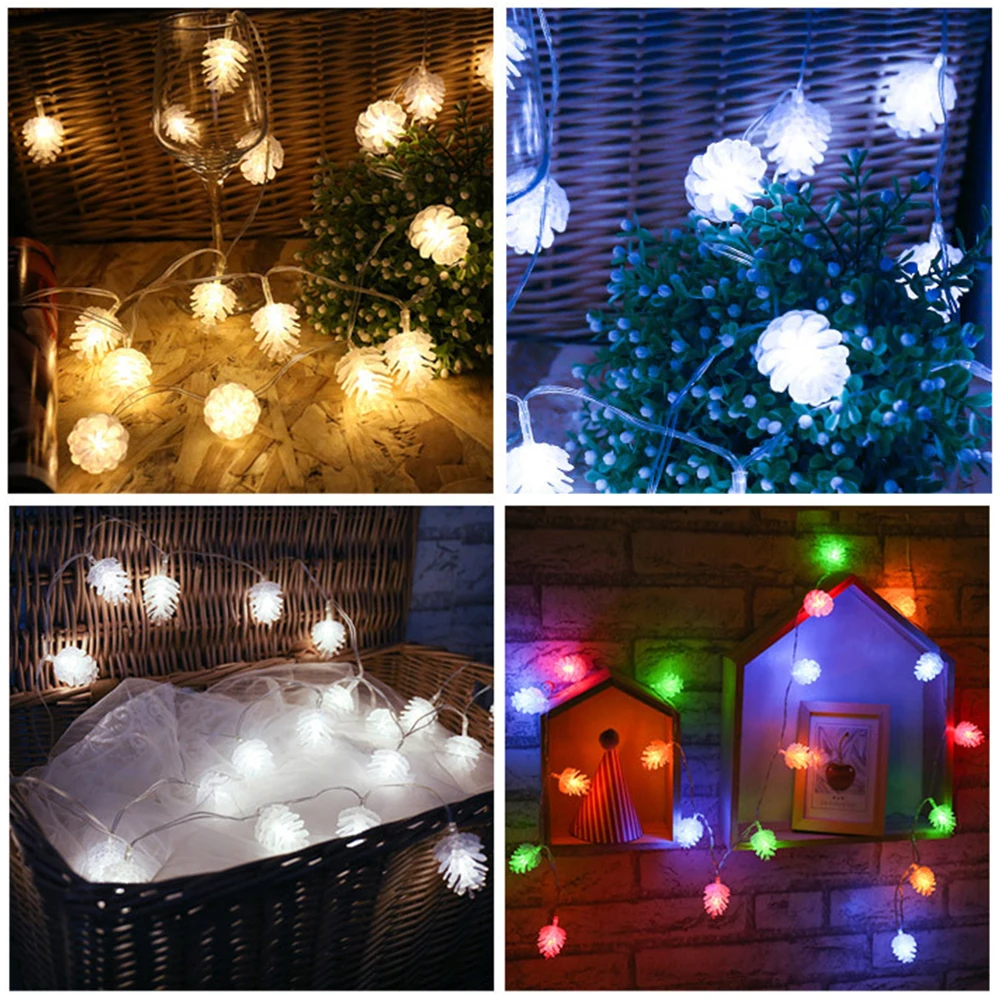 LED Pine Cones String Lights para Decoração de Natal, Fairy Lamp, alimentado por bateria, festa Festival, quarto de ano novo, guirlanda de casamento, decoração do jardim