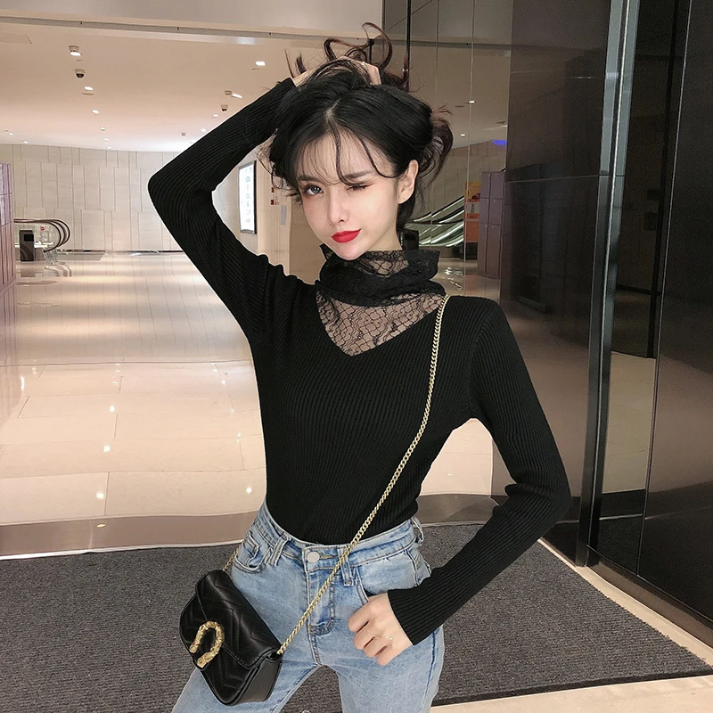 Women's Knitted Sweater Long Sleeve Sweaters 2019 Autumn Winter Slim Knit Pullover Sweater Women's Jumper