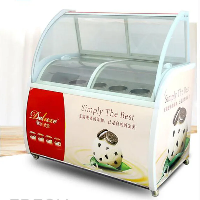 

Commercial Ice Cream Display Cabinet Stainless Steel Popsicle Showcase Freezers 8 Barrels / 10 Boxes Freezer 180W