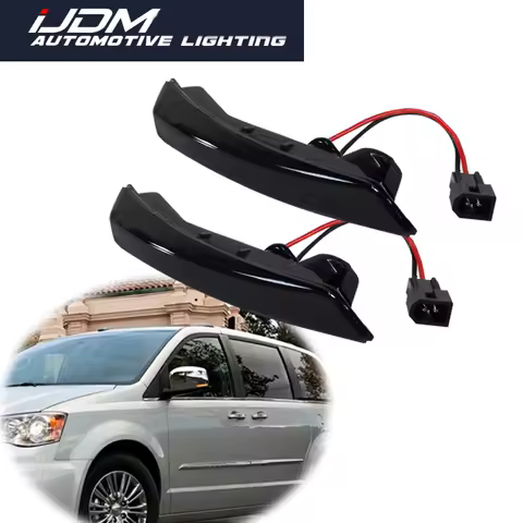 2pcs For Chrysler Town Country &amp; For Dodge Grand Caravan Amber Sequential Flash Side View Mirror Turn Signal Blinker Light 12V